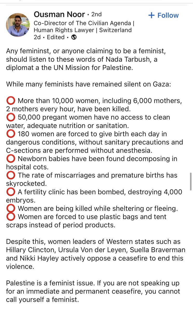For anyone doubting that Gaza is not a feminist issue, a great post below. 👇🏾👇🏾👇🏾👇🏾