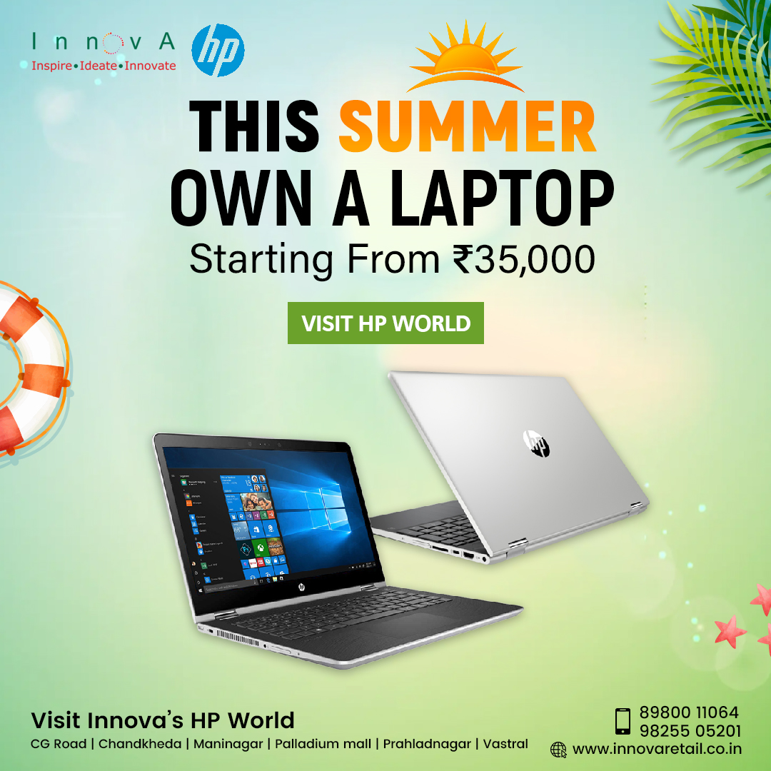 Sunshine, summertime, and soon, a brand new laptop in your hands. It's going to be a great season! ☀️💻 

Visit Innova Retail HP World stores now: bit.ly/3CahEKL
☎️ 8980011029, 8980011064 for Details!

#SummerEssential #NewLaptop #hplaptop #productivity #remotework