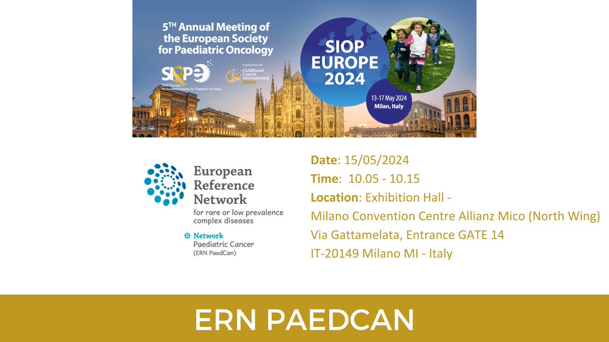 Join us for updates and insights on #ERNPaedCan on 15th of May, 10.05 – 10.15. Stay tuned for more details! ⭐#SIOPEurope2024 ℹ️bit.ly/3xoUJvj
