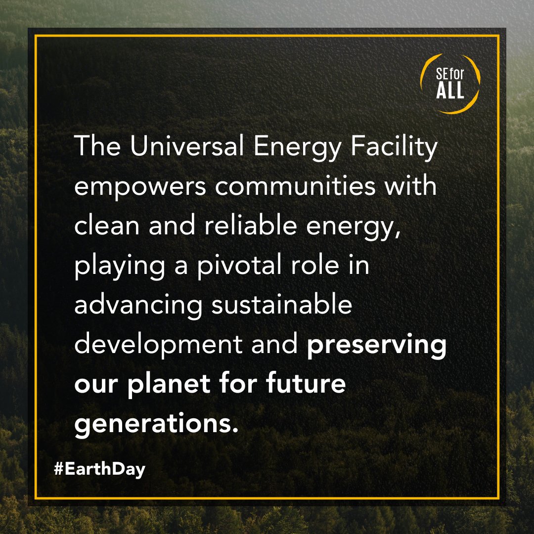 🔋 Happy #EarthDay! Let us highlight the impactful work of @UEF_com. By empowering communities with clean, reliable energy solutions like #minigrids, UEF not only mitigates carbon emissions but also cultivates economic growth & resilience. Read more: seforall.org/our-work/initi…