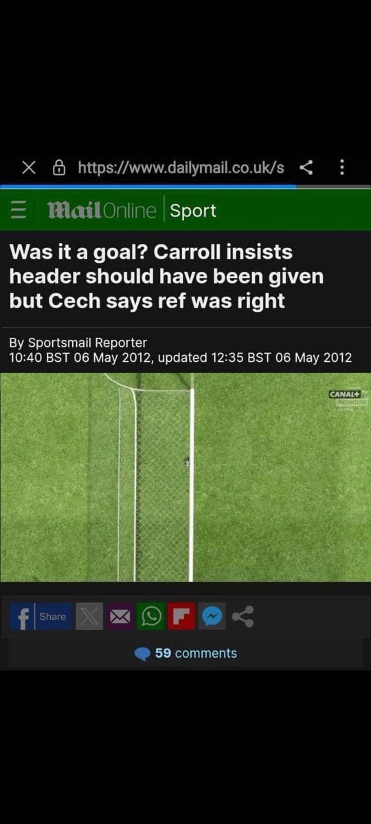 Vous voulez rire ? La fameuse image de Canal + qui montre que le ballon n’avait pas passé la ligne… bah en fait c’était une image pris en 2012 sur un article du Mail par rapport à un match de Premier League.

🤡🤡🤡