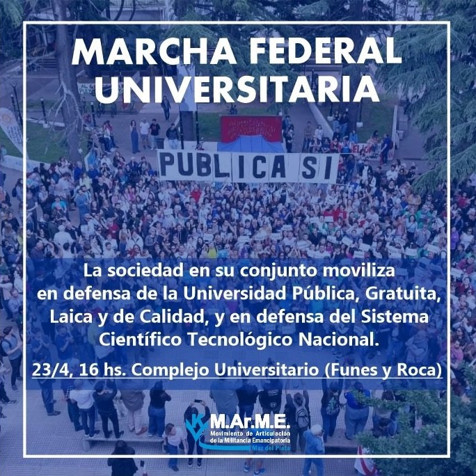#MarchaFederalUniversitaria 
#UniversidadPublicaSiempre 
#MardelPlata