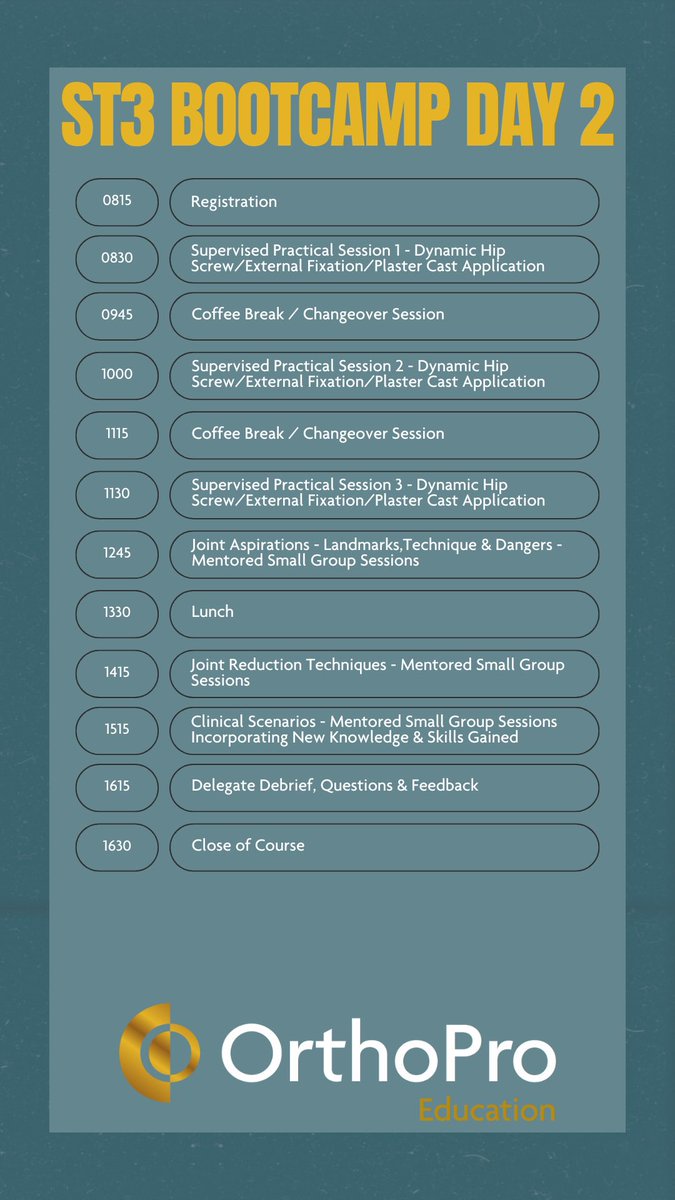 Get Registrar Ready with the T&O ST3 Bootcamp!! With mentored small group sessions and practical skills stations, our two day intensive course covers all the main topics you need to know for early years training! Sign up now at orthopro.org