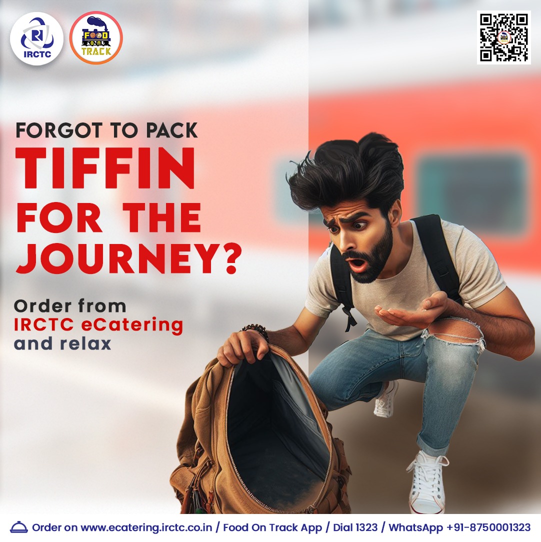 Don't worry if you tend to forget to pack tiffin for your train journeys. Go to IRCTC eCatering, #OrderandRelax 🌐Click on ecatering.irctc.co.in 👉Install #FoodOnTrack app 📞1323/WhatsApp +91-8750001323 #trainfood #foodintrain #Orderfoodonline #foodlovers #Foodie