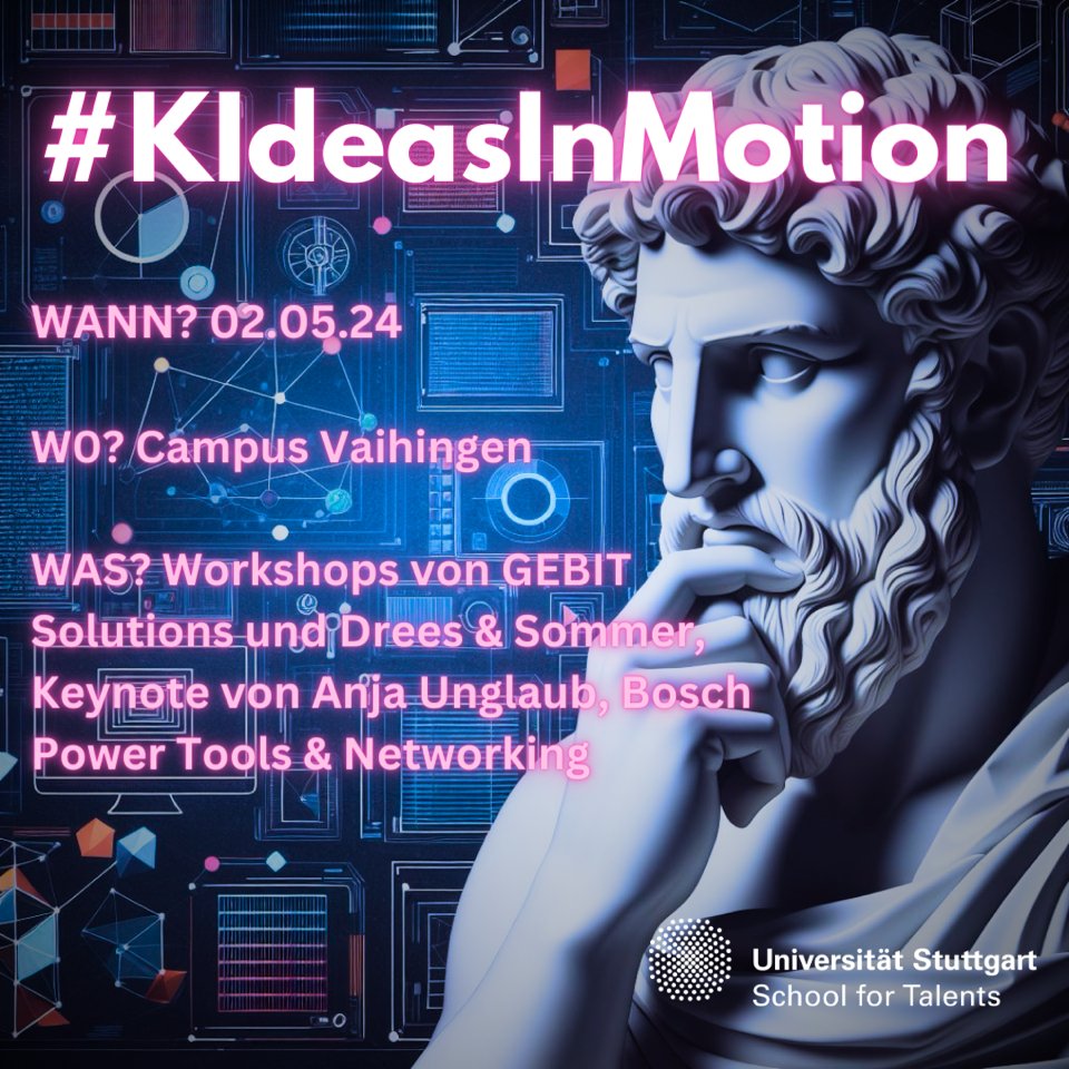 #KIdeasInMotion am 2.5. an der #UniStuttgart- ein Event von Studierenden für Studierende. Weitere Informationen sowie Anmeldung und Programm findet ihr hier: project.uni-stuttgart.de/school-for-tal…