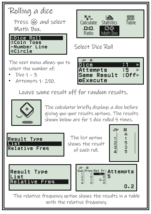 cclay8's tweet photo. Rolling dice using the Casio fx-83GT CW

Link to all my cards
https://t.co/JjCpZeA3mf https://t.co/63hxtrXcD5