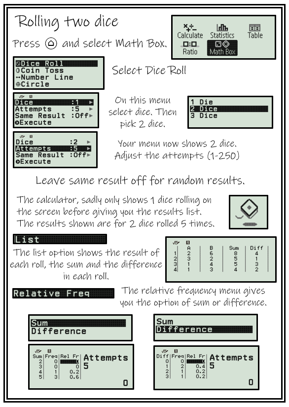 cclay8's tweet photo. Rolling dice using the Casio fx-83GT CW

Link to all my cards
https://t.co/JjCpZeA3mf https://t.co/63hxtrXcD5