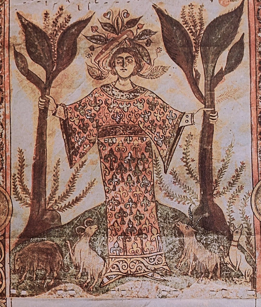 #22aprile #giornatamondialedellaterra 
"Tellus", rappresentata in tutta la sua bellezza e magnificenza su uno dei rotoli degli Exultet di Bari (XI-XII secolo)