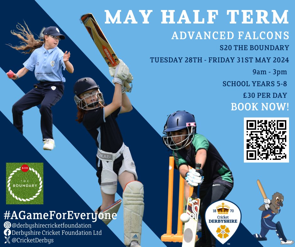 🏏May Half Term Cricket🏏 This May Half Term, we are at @s20theboundary for our Advanced Falcons Course! 📅Tues 28th - Fri 31st May ⏰9am -3pm 🏏School years 5-8 💷£30 a day Book on here⤵️ dcfcricket.com/may-half-term-…