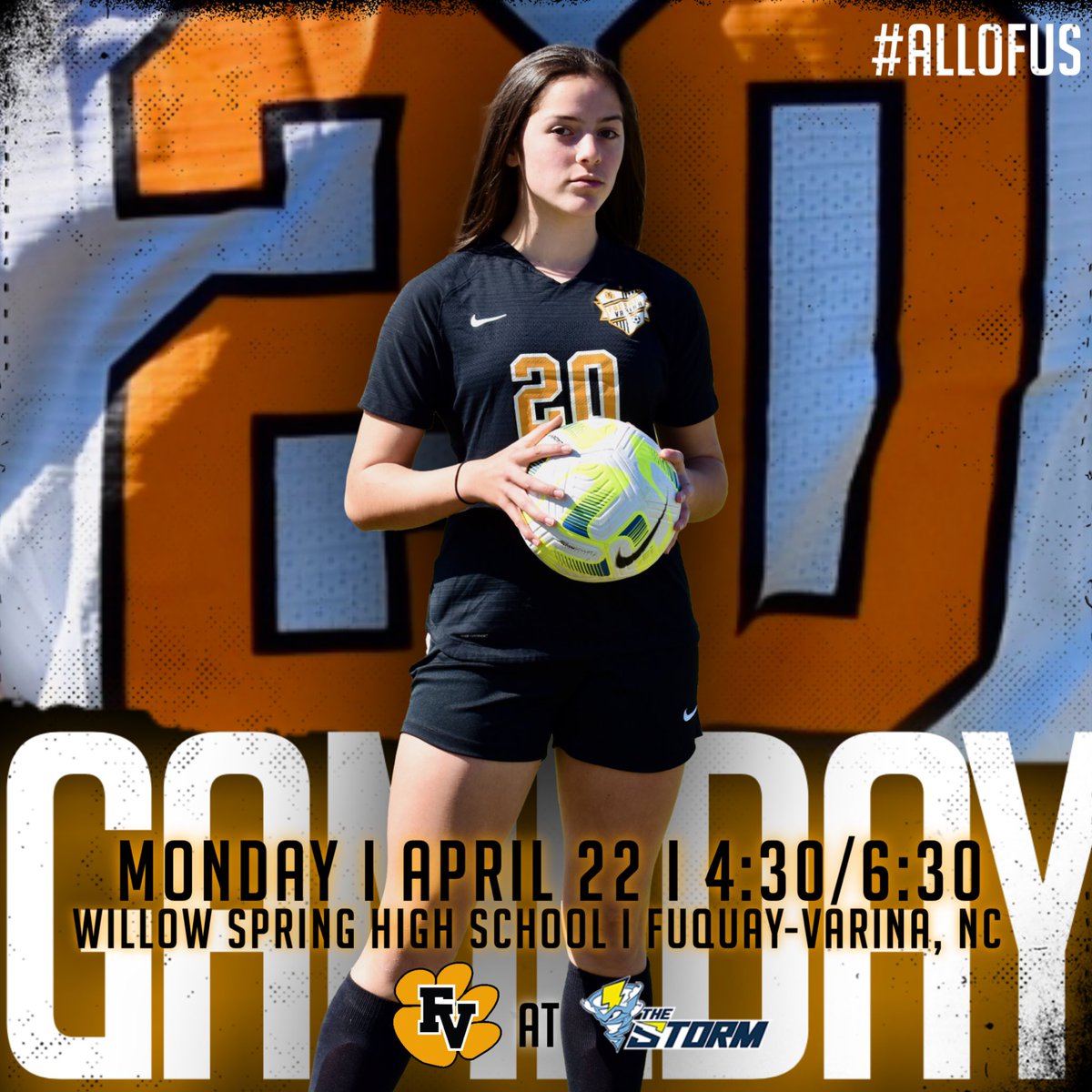 🔓➡️🔒 IT’S GAMEDAY!

🆚 @WS_Storm_WSoc 
📆 April 22
⌚️ 4:30/6:30
🏟️ Willow Spring High School
📍 Fuquay-Varina, NC
🎟️ gofan.co
💻 nfhsnetwork.com

#allofus 🐯⚽️✍️