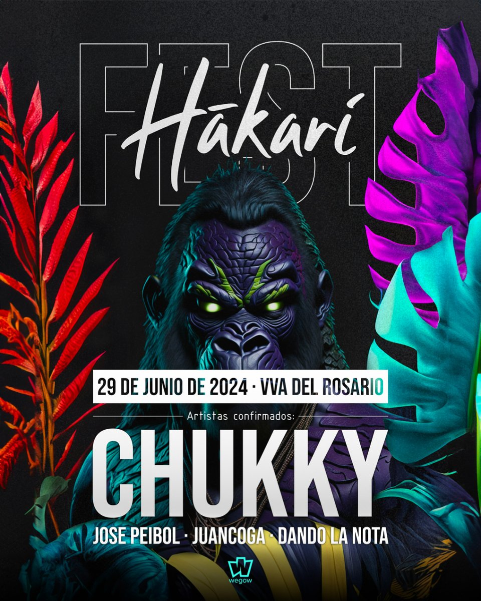 Prepárate para bailar hasta el amanecer en un ambiente lleno de energía y pasión por la música 🔥

Vente al HAKARI FEST con <a href="/chukky_rapea/">Chukky</a>, <a href="/josepeibol_/">JOSE PEIBOL</a>, Dando la nota y Juancoga... de momento 👀

Ya disponible en #Wegow ➡️ tinyurl.com/mtbtvjd3