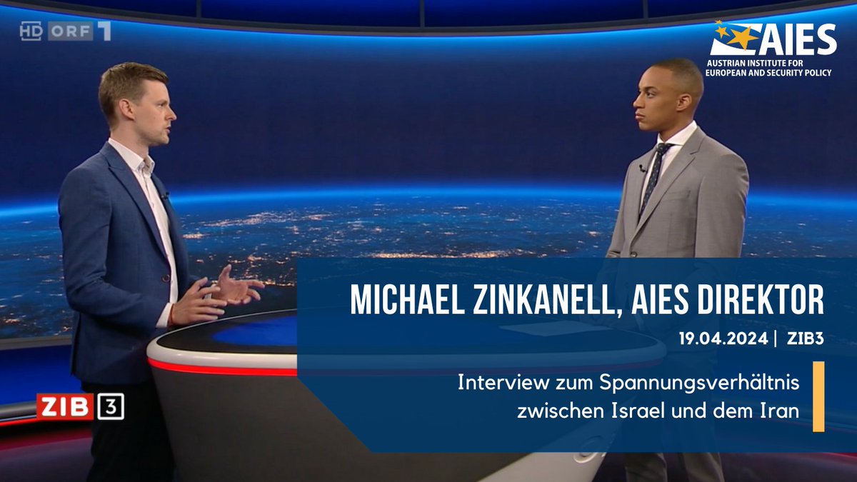 📺 #AIES Direktor @MZinkanell sprach letzten Freitag bei seinem Interview in der #ZIB3 über das aktuelle Spannungsverhältnis zwischen #Israel 🇮🇱 und dem #Iran 🇮🇷 sowie erste Anzeichen einer #Deeskalation 🔗t.ly/2B7vh