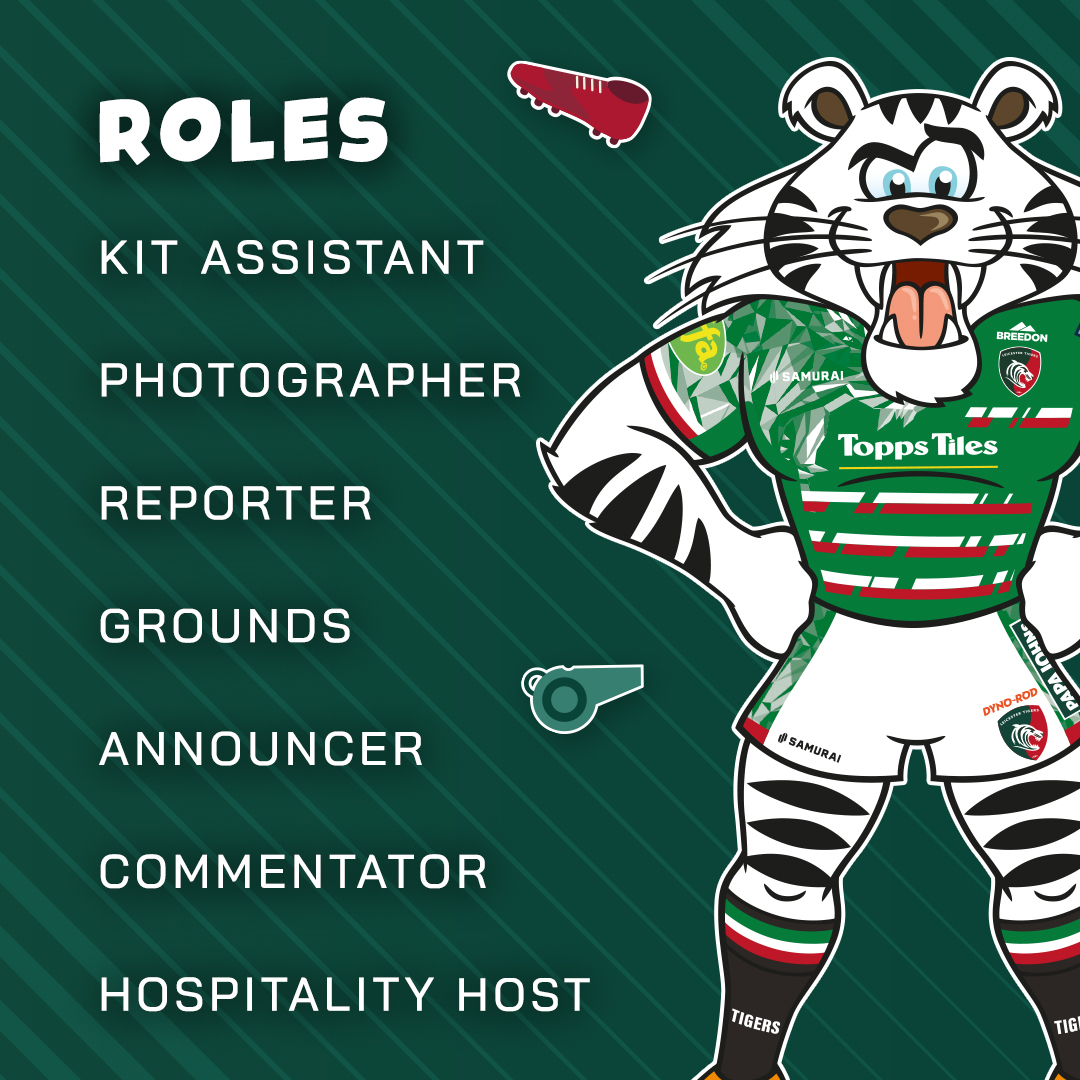 LeicesterTigers's tweet photo. The 𝗝𝗧𝗖 𝗧𝗮𝗸𝗲𝗼𝘃𝗲𝗿 𝗗𝗮𝘆 returns this Saturday 😃 

The club's youngest fans have the chance to experience a unique insight into matchdays at Mattioli Woods Welford Road by taking on a Leicester Tigers role.