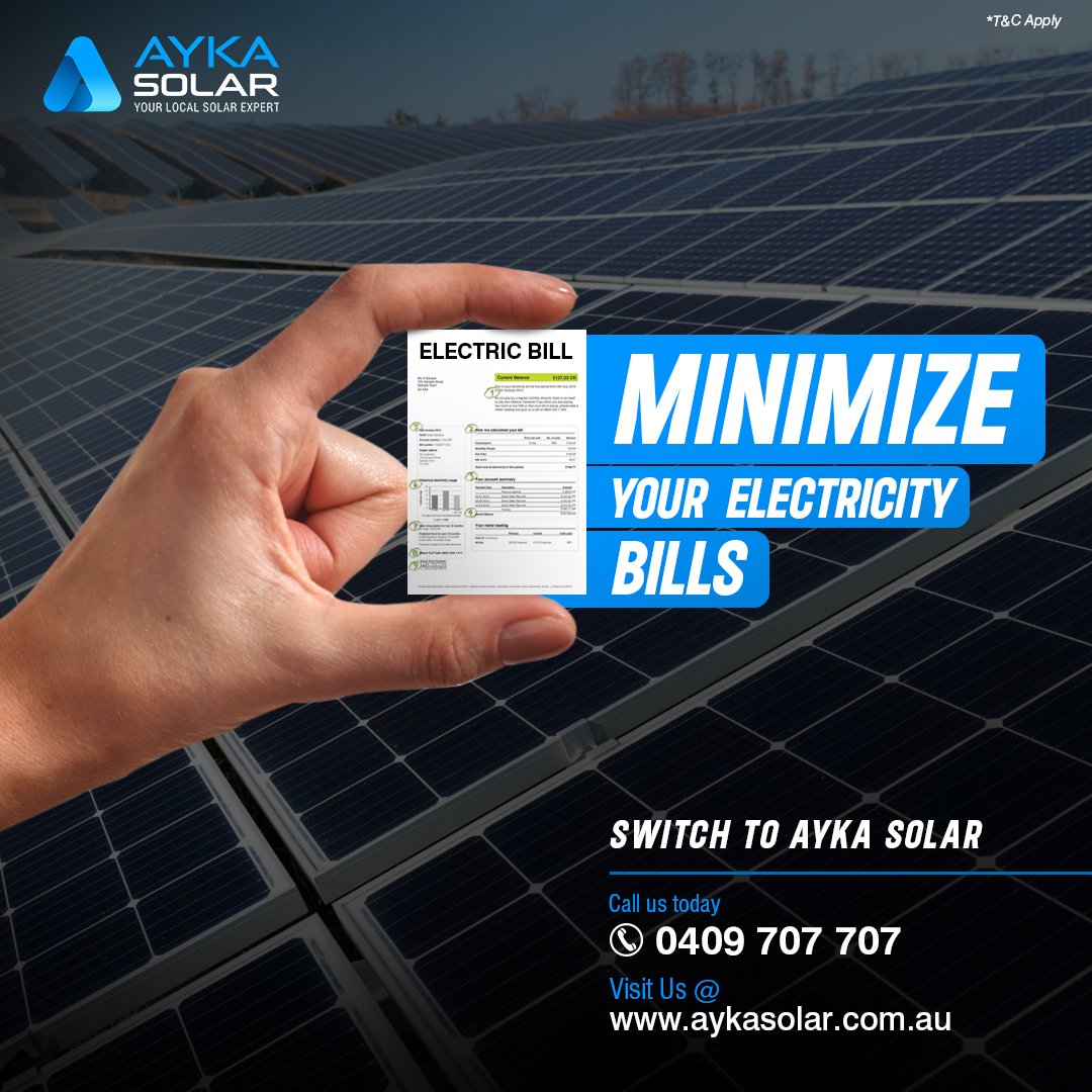 Minimize your electricity bills by making a smart switch to AYKA Solar! 💰🌏
Connect us on:
📲 Call On: 1300 AYKASOLAR or 1300 295 276
💻Our Website: aykasolar.com.au
📩Our Mail: enquiries@ayka.com.au
#aykasolar #SolarInstallation #SolarAustralia #renewableenergy #BBB24