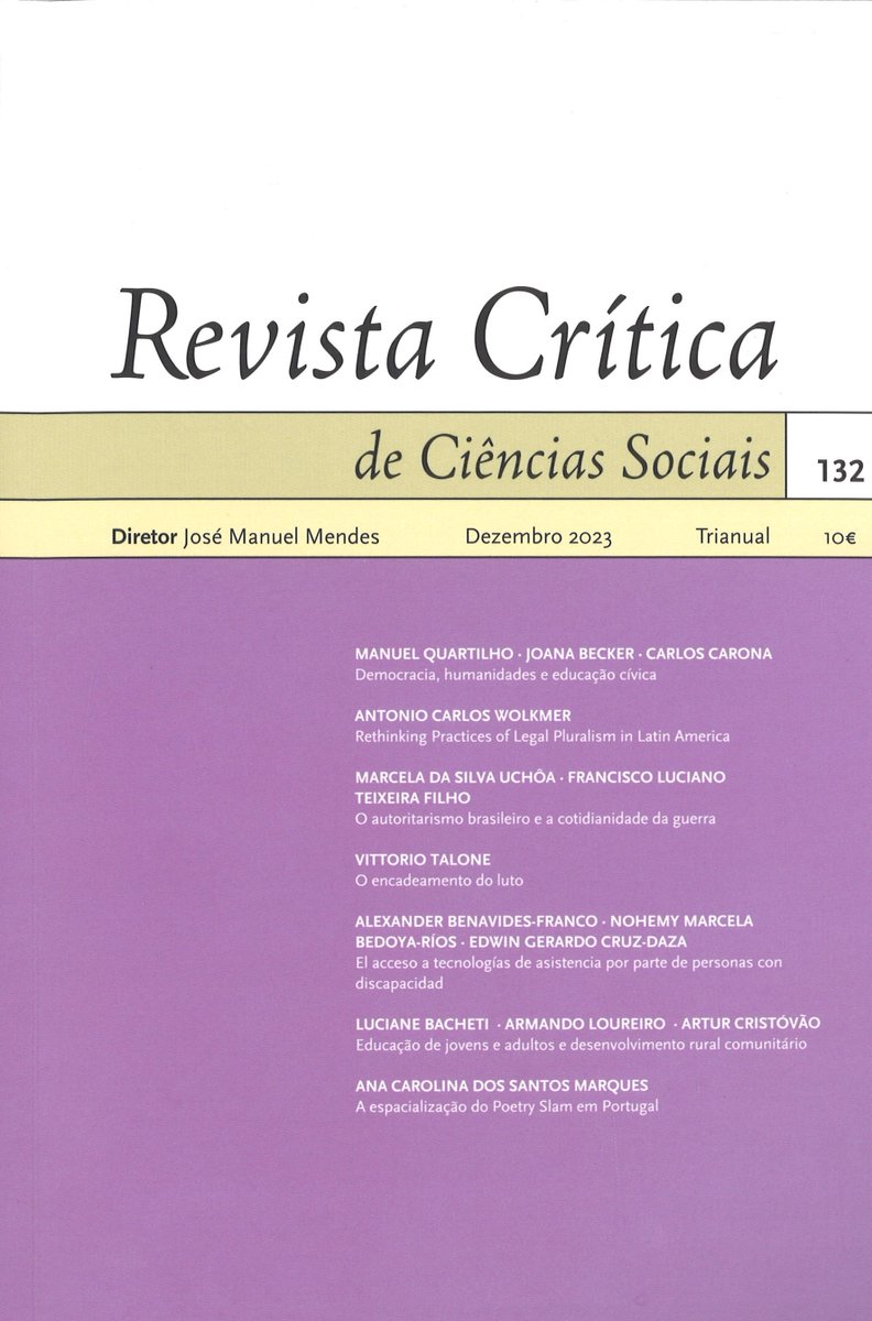 #Nouveauté - Revista Crítica de Ciências Sociais, n°132, Dezembro 2023 [@UnivdeCoimbra]. La RCCS présente les résultats de recherches avancées et innovantes qui contribuent à une connaissance critique de la réalité portugaise et des espaces lusophones. 🔗journals.openedition.org/rccs/15054