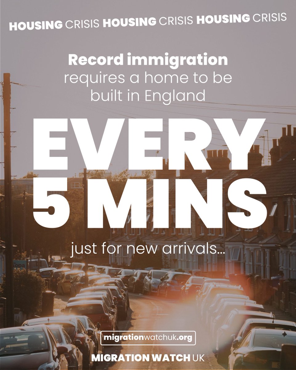 Without a major reduction in immigration, we will never have enough homes for our growing population 🤯