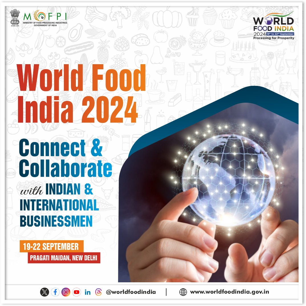 Be at the epicenter of India's flourishing food industry at 𝐖𝐨𝐫𝐥𝐝 𝐅𝐨𝐨𝐝 𝐈𝐧𝐝𝐢𝐚 𝟐𝟎𝟐𝟒. Discover opportunities for growth and innovation. Visit worldfoodindia.gov.in for more details!