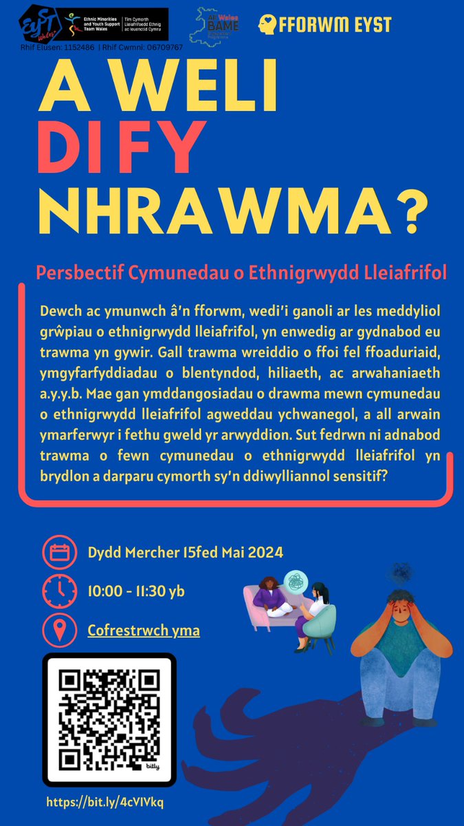 Join us for an online forum centred on the mental well-being of minority ethnic groups, especially in accurately acknowledging their trauma. Wednesday 15th May 2024, 10.00-11.30 am Sign up here: bit.ly/4cVIVkq #MentalHealth #Trauma #PublicServices