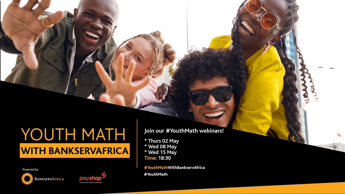 Young people, we’ve heard your #YouthMath loud and clear! Let’s level up our financial game together. Join our webinars which will tackle your money dilemmas head-on & stand a chance to get vouchers along the way! Register now! bit.ly/3DiEiR0 #YouthMathWithBankservAfrica