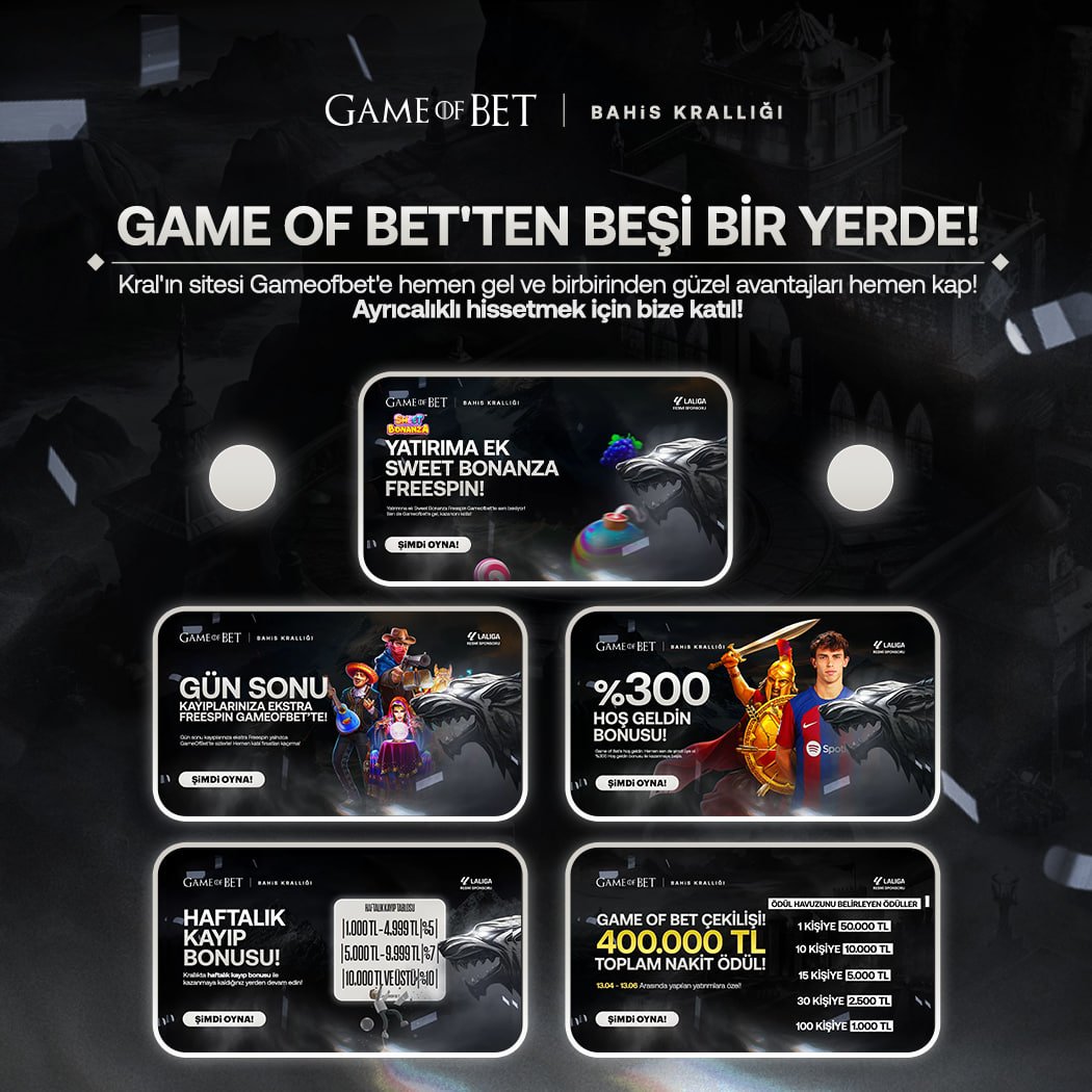 🚨 Gameofbet Çekilişimiz Başladı 🚨 🎰 Ödül: 100 FREESPİN ‼️ Katılım Sayısına Göre Kazanan Sayısı Değişecektir 🔓 50 RT 20 Kişi 🔓 100 RT 50 Kişi 🔓 150 RT 70 Kişi 🔓 200 RT+ 100 Kişi ✅ Gönderiyi Beğen Rt At Yoruma Kullanıcı Adını Yaz Katılım Formu: forms.gle/AjdUy47C6e2Gwi…