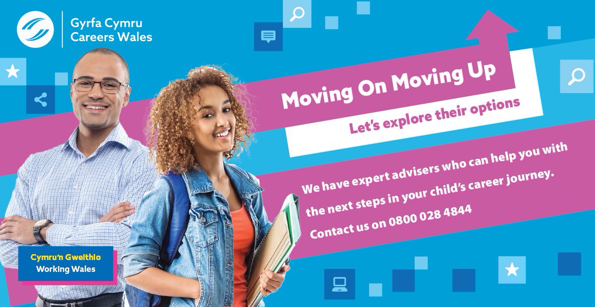 Hey parents/carers! 👋 Is your child due to leave college or sixth form this year? @CareersWales and @WorkingWales can help with their next steps, whatever stage they’re at 😊 Visit our website for more info or call us on 0800 028 4844: careerswales.gov.wales/plan-your-care… #MovingOnMovingUp