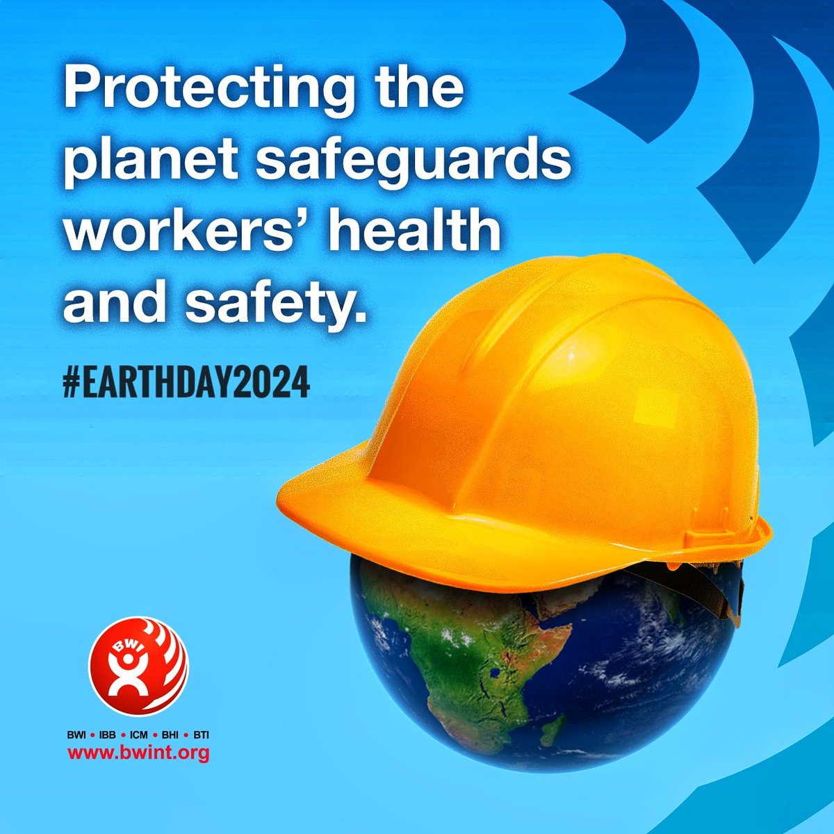'Happy Earth Day 2024! Today, we honour our planet and recognise the vital need to protect it to secure workers' health and safety. Let's commit to sustainable practices for a healthier planet and workforce. 🌍💚✊️👷‍♀️👷 #EarthDay2024