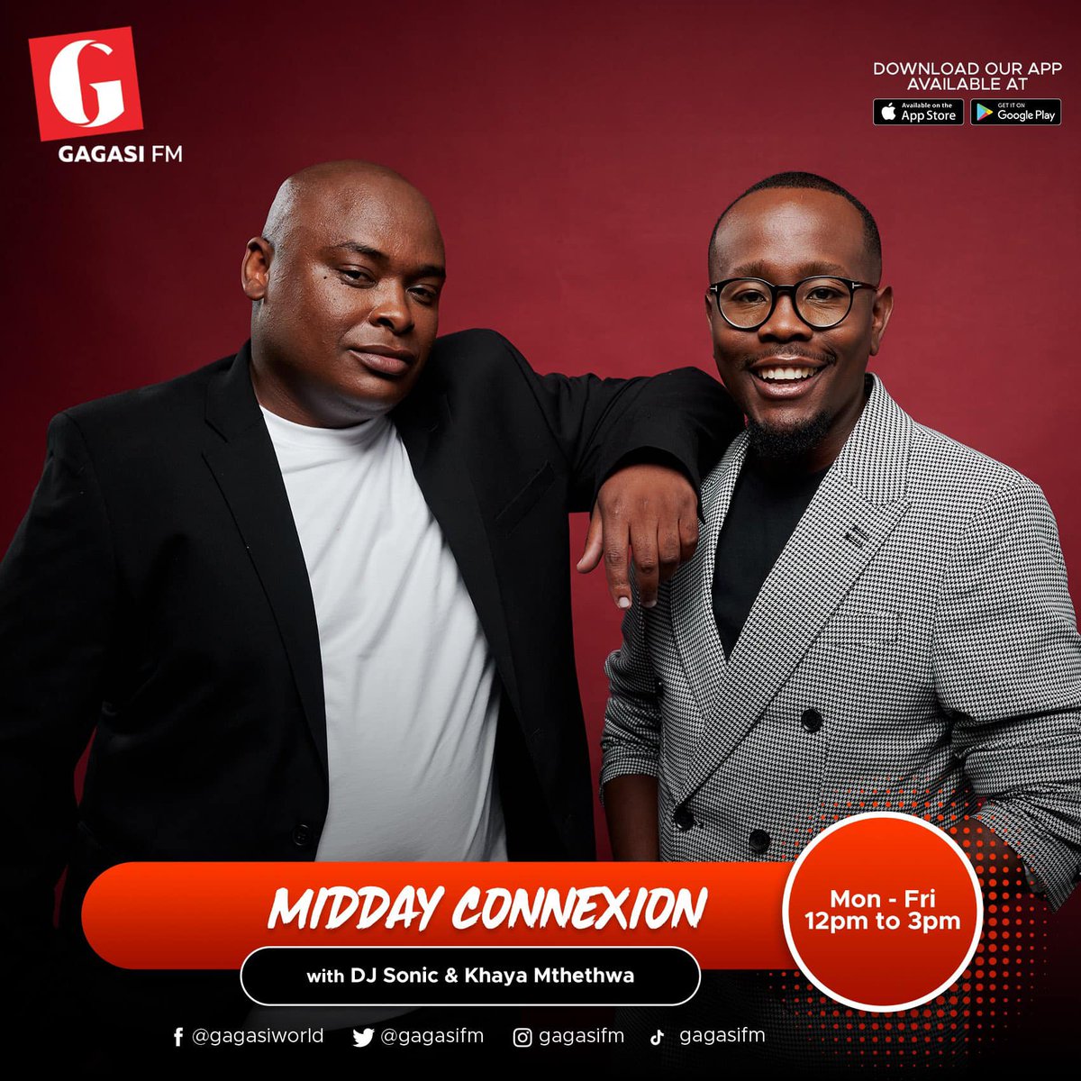 Abafana abahle are back on your airwaves for the #MCM Edition of The Midday Connexion. 🎙️ Dj Sonic SA | Khaya Mthethwa SA ☎️: 0861 596 596 📱: 078 934 282 💻: gagasi995.co.za #MiddayConnexion #GagasiFM #iRadioImnadiEmini💐
