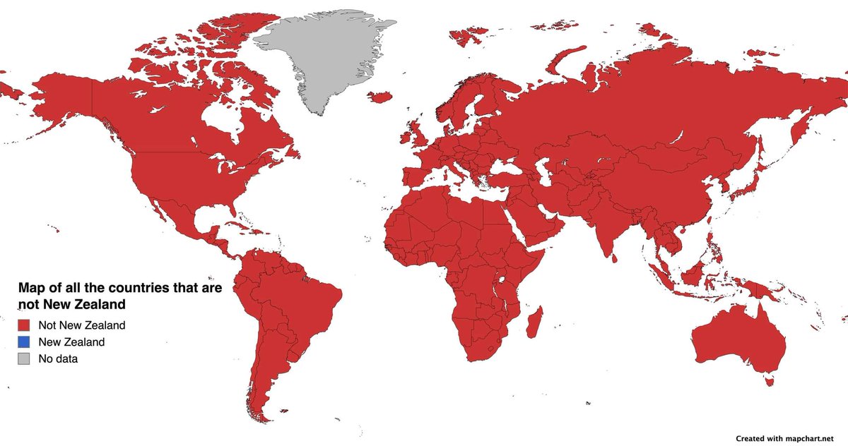 I think it's finally time to put this to bed. Map of countries that are not New Zealand