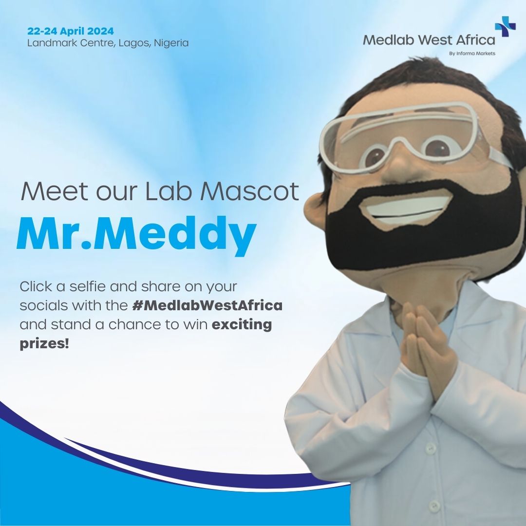 Meet Mr. Meddy, our Lab Mascot! 

Click a selfie with him and share it on your socials with the #MedlabWestAfrica for a chance to win exciting prizes! 📸 

Don't miss out on this opportunity to join the ultimate laboratory event!✨

#MedlabWestAfrica #WestAfrica