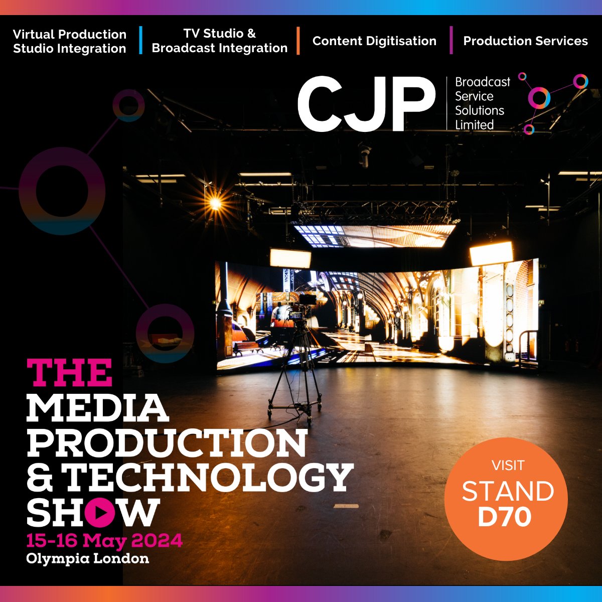 There's still time to register for the @mediaprodshow to visit #CJP on Stand D70. We're ready to show you all our latest #motioncapture and #virtualproduction technology. Use this unique link to reserve your place: bit.ly/49YtbeN  

See you there! #MPTS2024