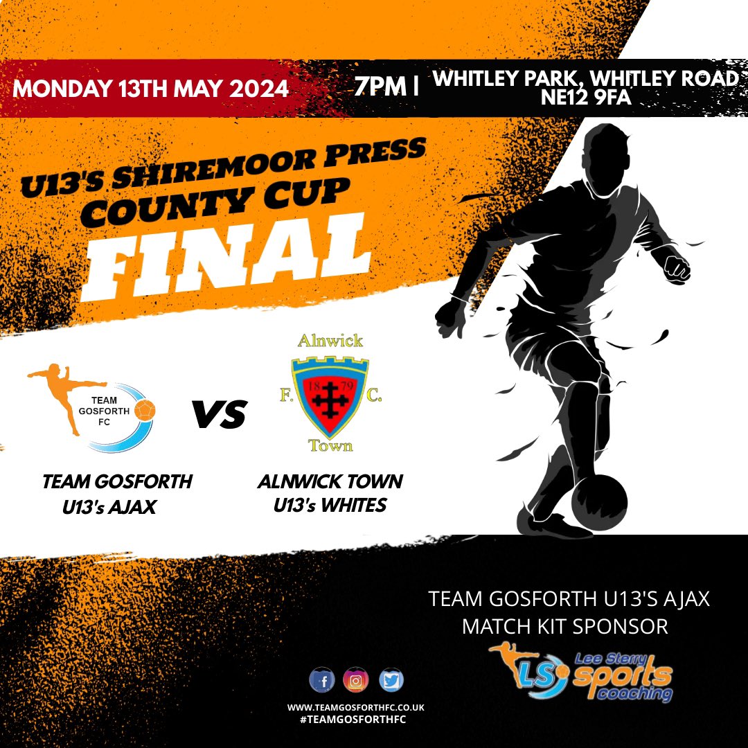TeamGosforth's tweet photo. Shiremoor Press County Cup Final ๐
Team Gosforth U13โs Ajax vs Alnwick Town U13โs Whites
Please get along can and support our U13โs Ajax in their cup final
CโMON GOSSY ๐ โซ๏ธ
#TeamGosforthFC
#LeeSterrySportsCoaching https://t.co/dU3g6HxiHk