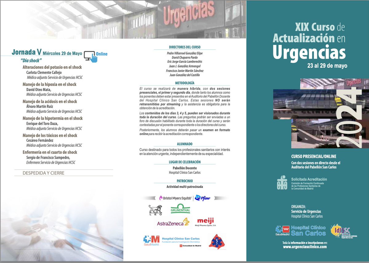 Como todos los años volvemos con  el XIX CURSO DE ACTUALIDAD EN URGENCIAS #cursourgencias2024  con dos dias PRESENCIALES!!!  Y tres dias online.  No te quedes sin plazas !!! del 23 al 29 Mayo Inscripciones aquí --> bit.ly/2Srtcoz  No te lo pierdas 👍
<a href="/SEMES_/">SEMES</a>
<a href="/SEMESMadrid/">SEMES Madrid</a>
