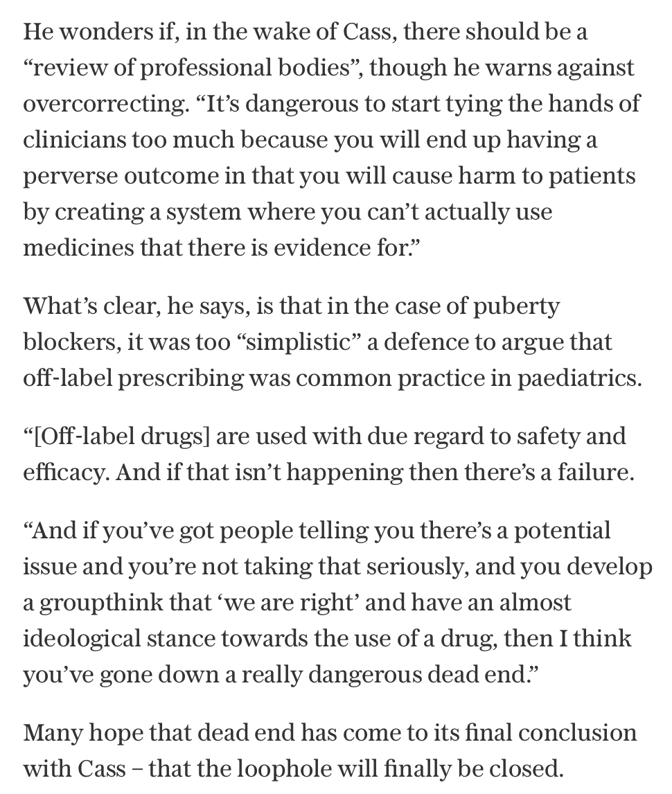 I'm in this piece at the Telegraph on prescribing puberty blockers off-label, the dangers of groupthink on oversight of such prescribing, and making the point that we have to be careful not to over-correct. archive.ph/AvJ2i