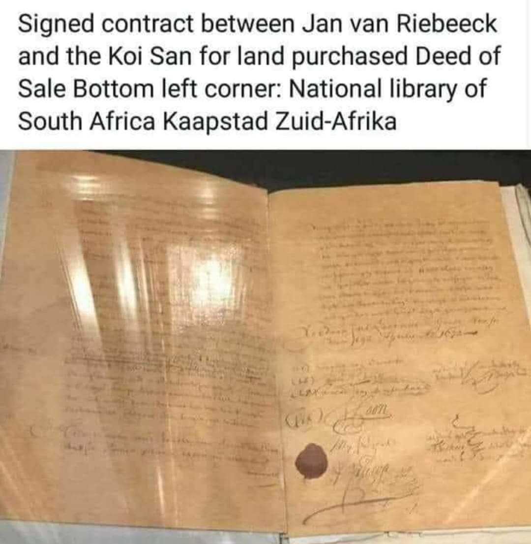 The land was not stolen, here is the signatures of the Khoi and the San.