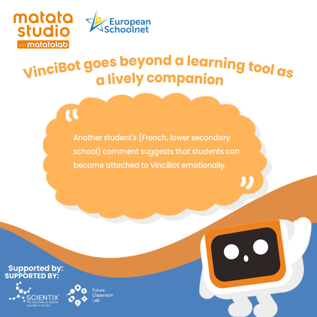 🧑‍🤝‍🧑 Feedback from students suggests that VinciBot is not merely a learning tool to them but also a lively companion! 👀 Let's see what they said. #MatataStudio #Matatalab #STEMeducation #STEMkids #STEAM #FCLPilotProject #WhatTheySaid #MatataStudioPilotProgram #TryMatataStudio