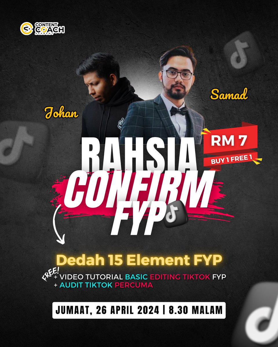 “Nak belajar cara FYP tapi kelas mahal!” Sebab ramai request, kami buat kelas Rahsia CONFIRM FYP! Inclusive of: ✅ 10 element FYP ✅ Video editing basic ✅ Free audit! Harga? ❌ RM 250 ❌ ✅RM 7 JE!✅ 👇Info lanjut di tweet dibawah 👇