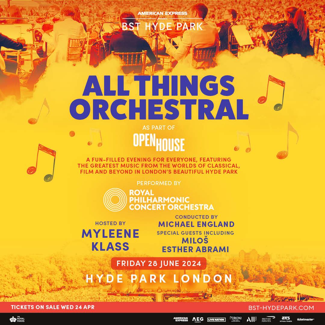 All Things Orchestral is back and will open our 2024 summer series of American Express presents BST Hyde Park ✨ Join us on Friday 28 June featuring the world-famous @royalphilorch, conducted by @MichaelEngland7 and special guests @estherabrami and @MilosGuitar 🎶 The fabulous