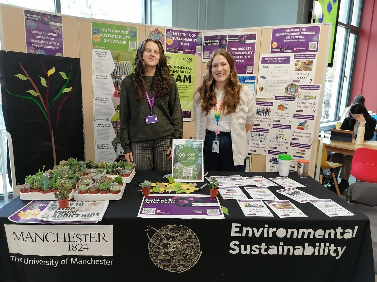 Our Environmental Sustainability Team are all set at the Students' Union! Come along 10-2pm TODAY to learn about CO2, make a pledge for the environment and enter free plant giveaways 🌏🌿♻️@FBMH_UoM @UoMSust