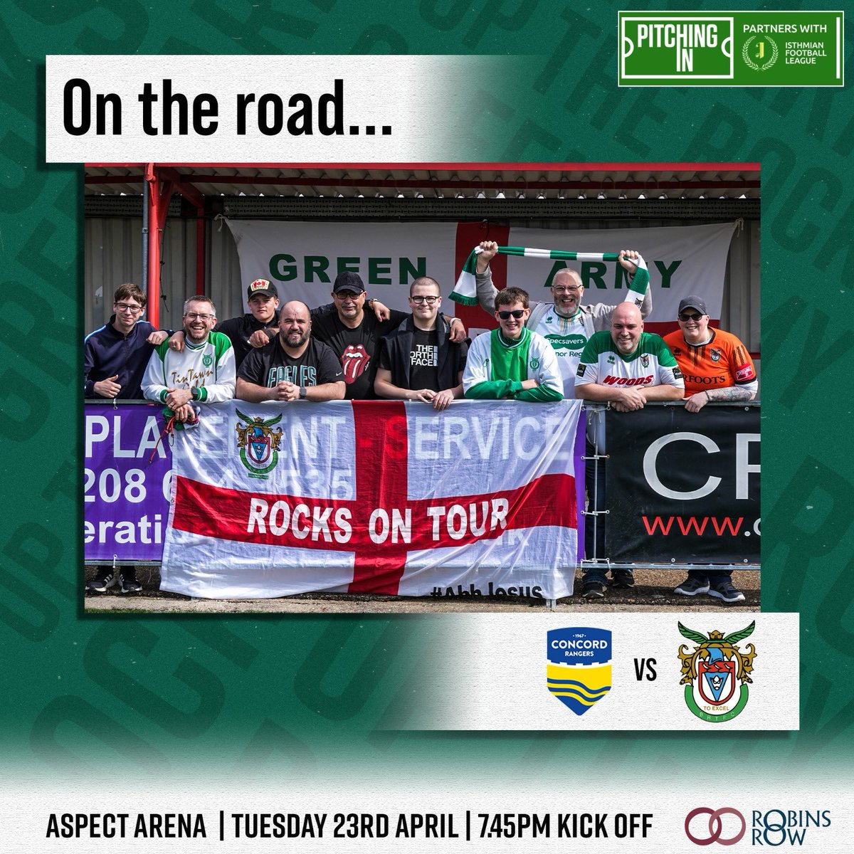 ON THE ROAD 🟢⚪️🟢 We are on the road for one last time tomorrow as we inch towards the conclusion of our @IsthmianLeague campaign at @ConcordRangers — come on you Rocks! 💚💚