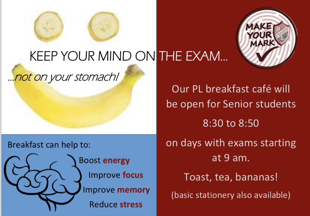 Good luck to all of our young people starting exams today. All your hard work will pay off and we believe in you all. Reminder you can get breakfast in school over this period of time. 🍌