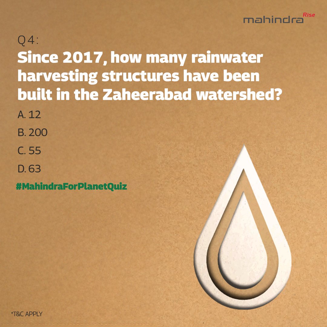 The fourth question of the #MahindraForPlanetQuiz is here. 
Tell us your answer in the comments. 

To find clues to this question, visit bit.ly/4d1fT33

Stay tuned for the next question! 
To participate, follow @MahindraRise 

*T&C
#EarthDay