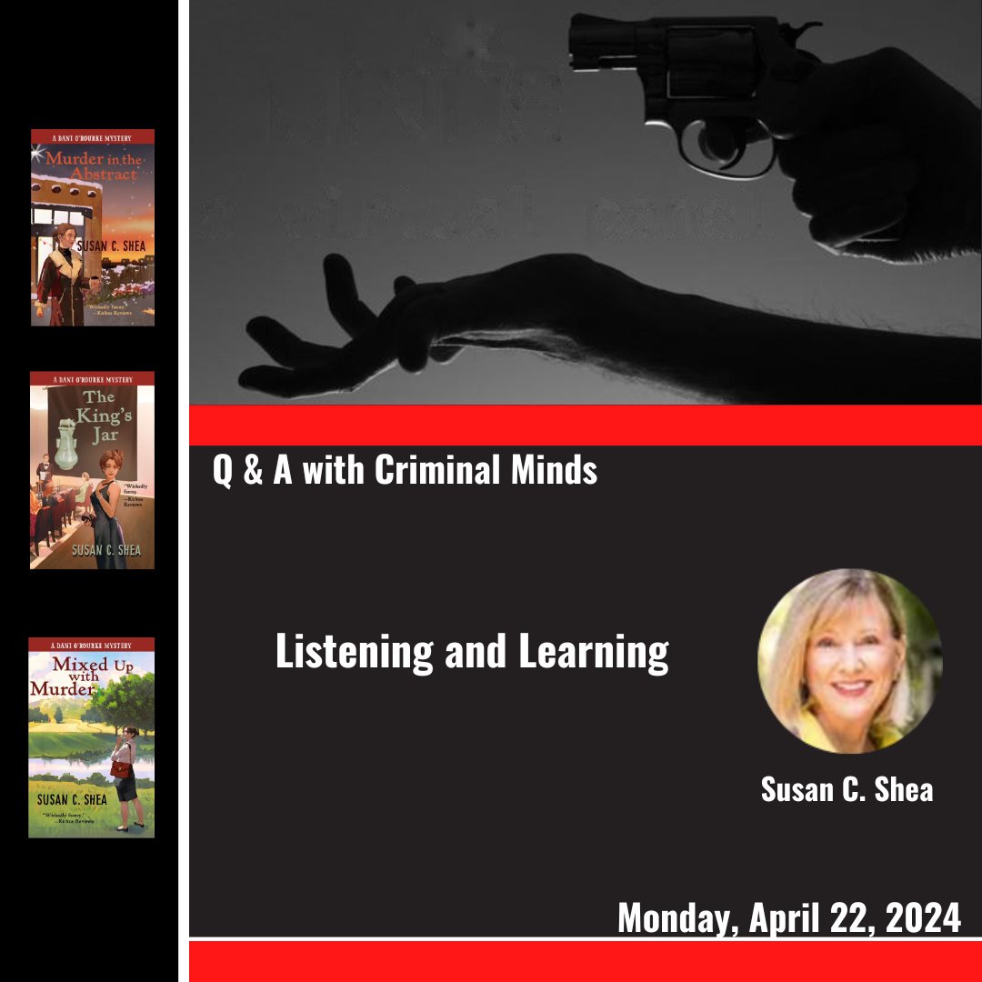 #writingtips 7criminalminds.blogspot.com/2024/04/listen… Susan Shea @10CriminalMinds #Shoutout @TerryShames @ANNELAMOTT @DavidCorbett_CA @clairebooth10 | @NorCalMWA @CapitolCrimes Avid Reader Bookstore @bookpassage #MondayMotivation