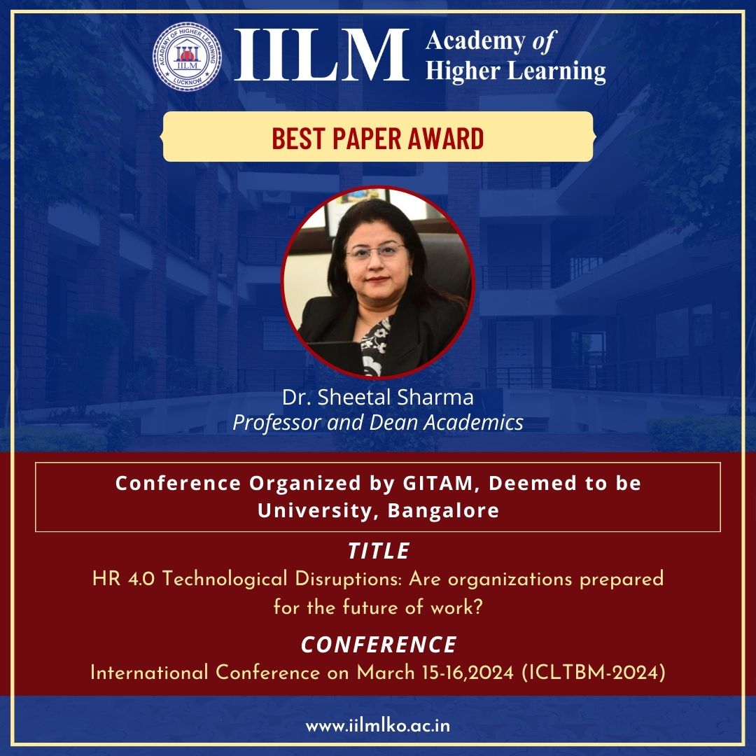 Heartiest Congratulations Dr. Sheetal Sharma!

#Research #Researchpaper #facultyachievment #iilmlucknow #pgdm #pgdmfinance #bschool #highereducation #experientiallearning