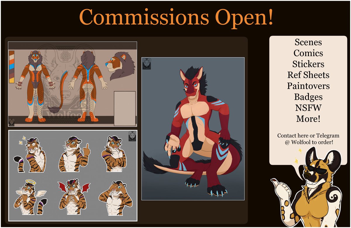 Seeing as the job hunting has gone poorly, I am still here and open again for commissions! Now taking orders for May completion^^    

Drop me a DM or message on Telegram @ Wolfool (preferred) to discuss an order!    

Closes Sunday 28th 6PM BST  

PRICES: furaffinity.net/commissions/wo…