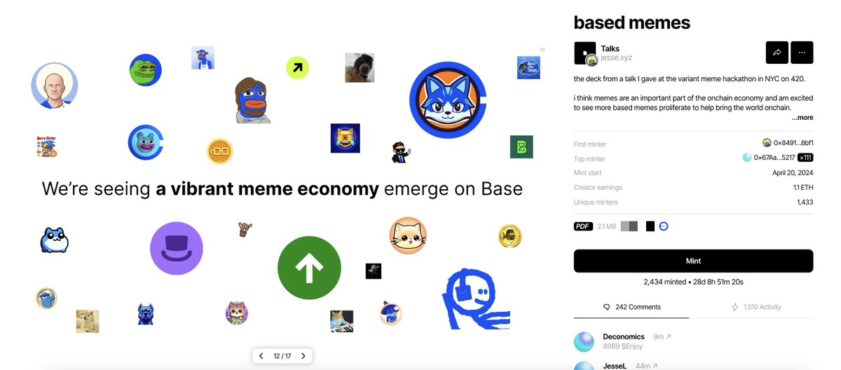 A family, working towards the same goal.

<a href="/jessepollak/">jesse.base.eth</a> leading the pack, get yours from Zora, be part of it.

zora.co/collect/base:0…