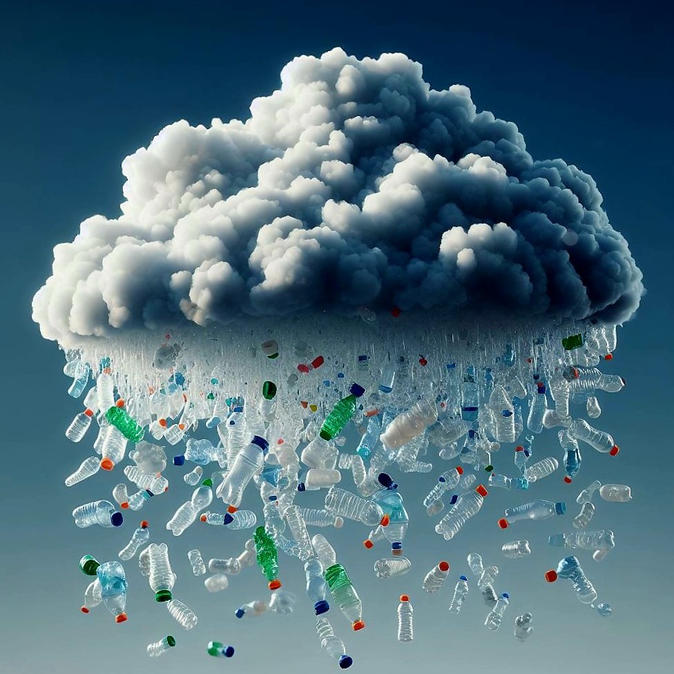 Prompt : micro plastic bottles fallen down from the cloud like rain drops.
#BingCreator #MicroPlastic #WaterPollution 
If something can be hidden between water molecules, it can go up to the sky and rain down on us.
#microplastic