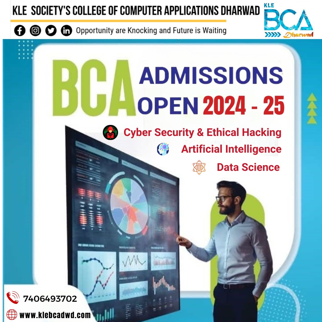 Your gateway to a brighter future starts here.Admission now open for 2024-25. 🚀
#KLEBCADharwad #BCAAdmissions #TechnologyEducation #FutureReady #InnovateWithKLE #EmpowermentThroughEducation #DreamBig #CareerGoals #SuccessStories #BrightFuture