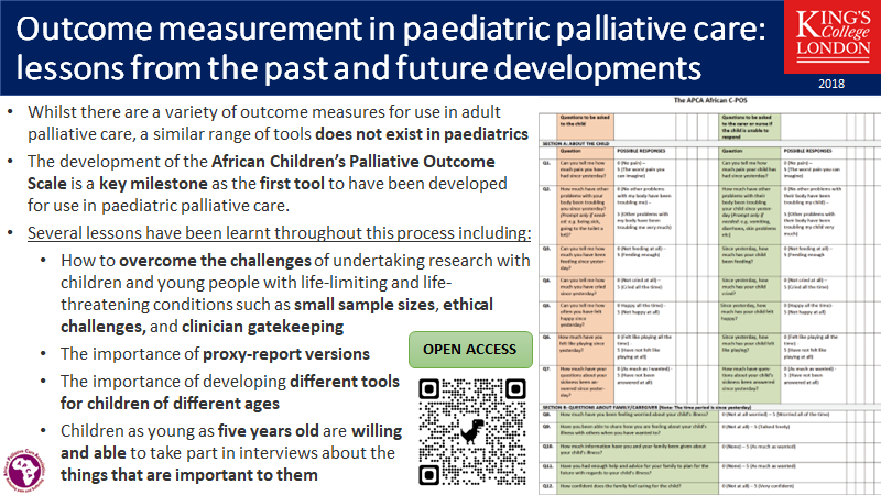 Following development of the first C-POS for children with life-limiting conditions in sub-Saharan Africa, @julia_downing, @EveNamisango & @RHardingCSI discuss lessons learned & future developments for outcome measurement in paediatric palliative care: doi.org/10.21037/apm.2…