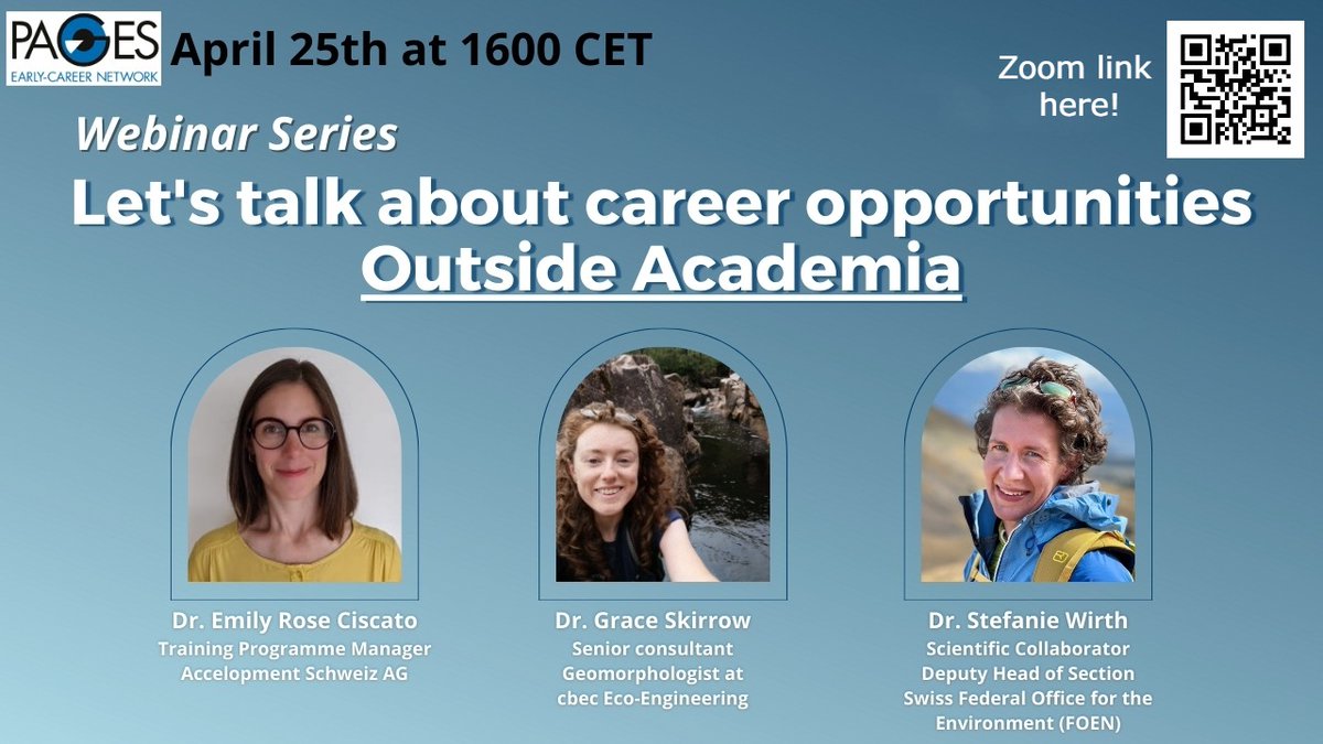 Join us for this @PAGES_ECN webinar 'Let's Talk About Career Oppurtunities Outside Academia' this Thursday at 1600 CET! @PAGES_IPO #AcademicChatter