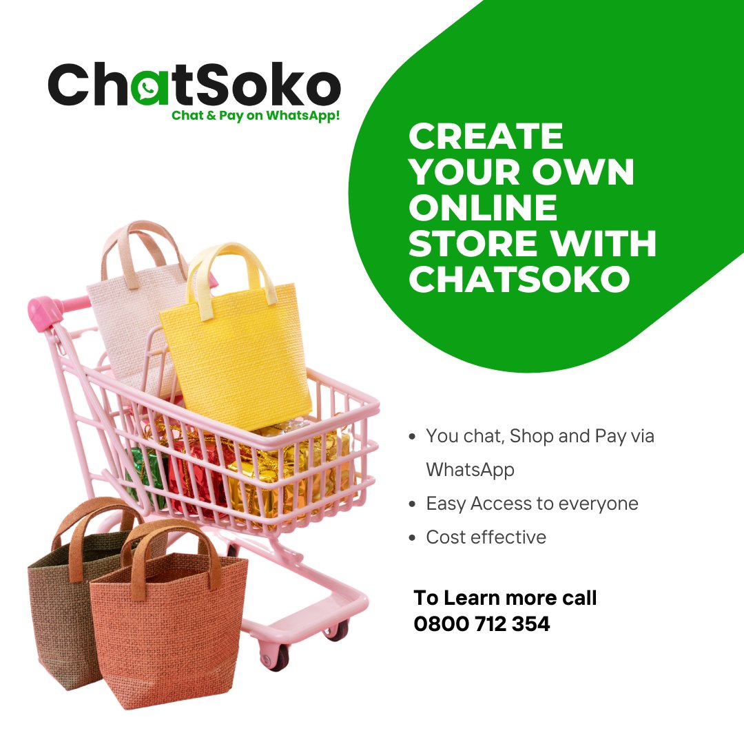 Empowering Your Retail Therapy with ChatSoko!
Everything you need, right on WhatsApp!

STAY TUNED FOR AN ADVENTUROUS shopping!

#onlineshopping #shoppingonline #onlinegroceryshopping #onlinejewelleryshopping #onlineclothesshopping #onlinesshopping #Chatsoko